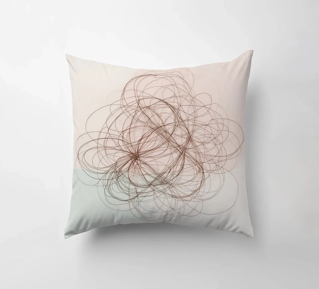 Abstract swirl of lines and curves creating a dynamic art decorative cushion by DesignDoodle