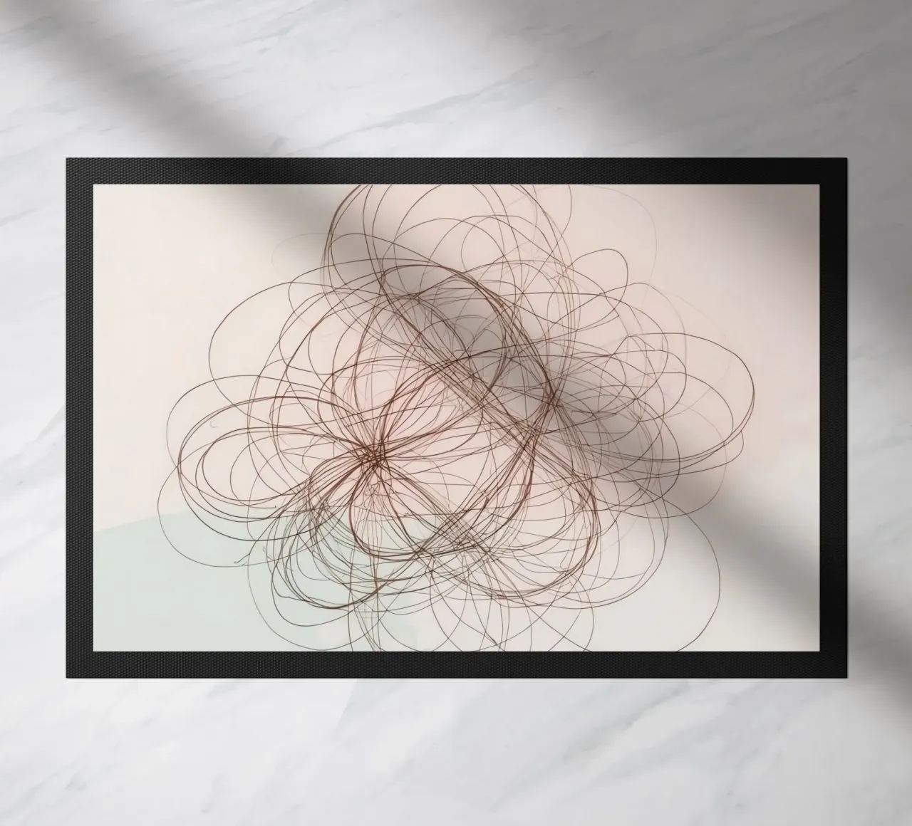 Abstract swirl of lines and curves creating a dynamic art doormat by DesignDoodle