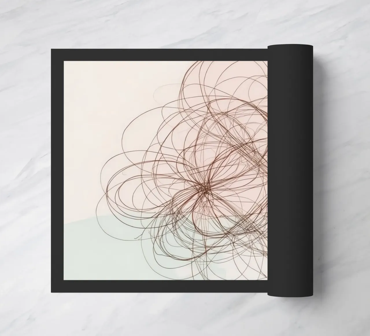 Abstract swirl of lines and curves creating a dynamic art doormat by DesignDoodle