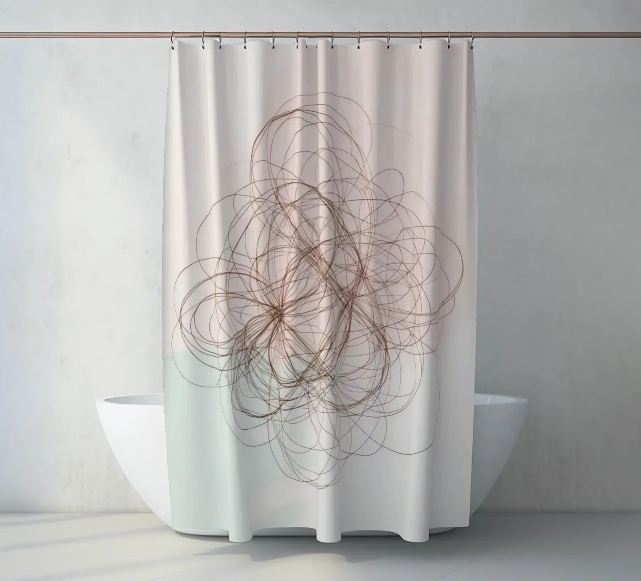 Abstract swirl of lines and curves creating a dynamic art shower curtain by DesignDoodle