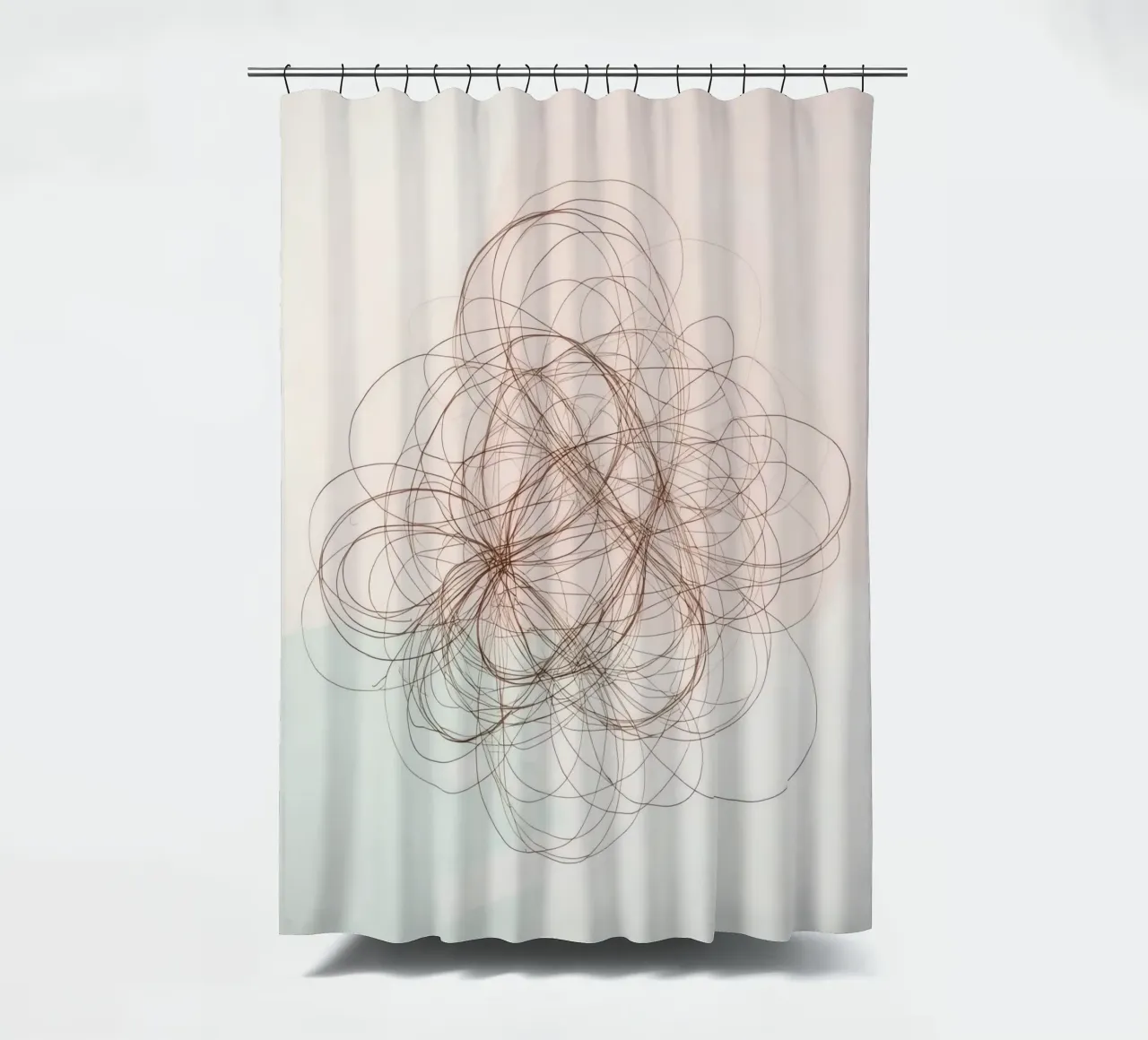 Abstract swirl of lines and curves creating a dynamic art shower curtain by DesignDoodle