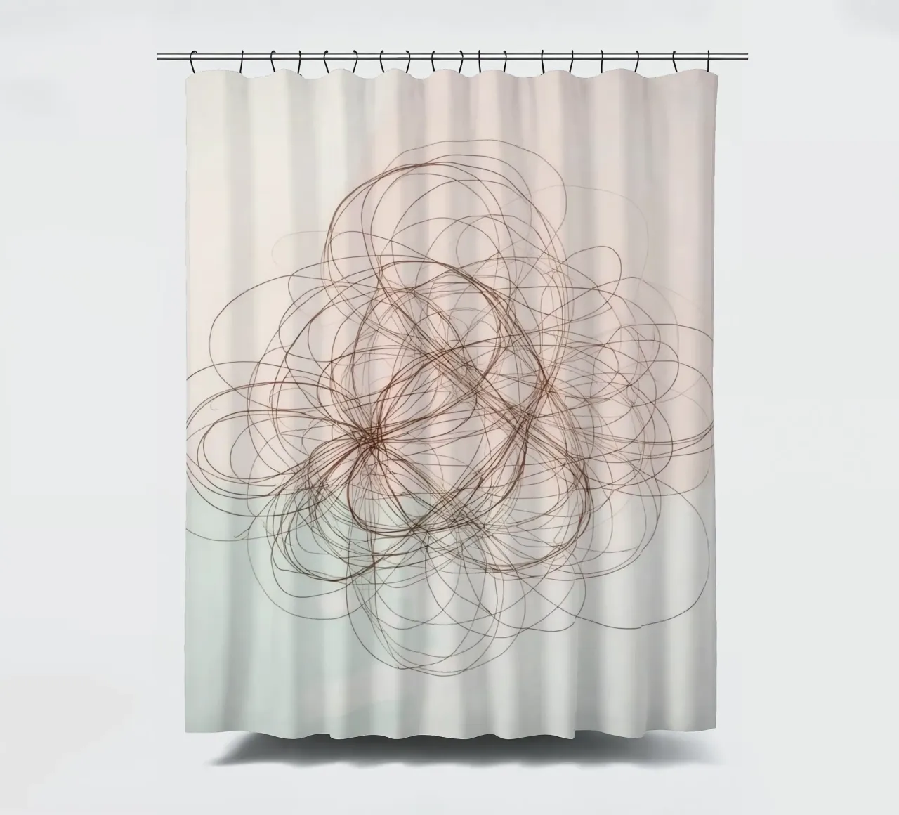 Abstract swirl of lines and curves creating a dynamic art shower curtain by DesignDoodle