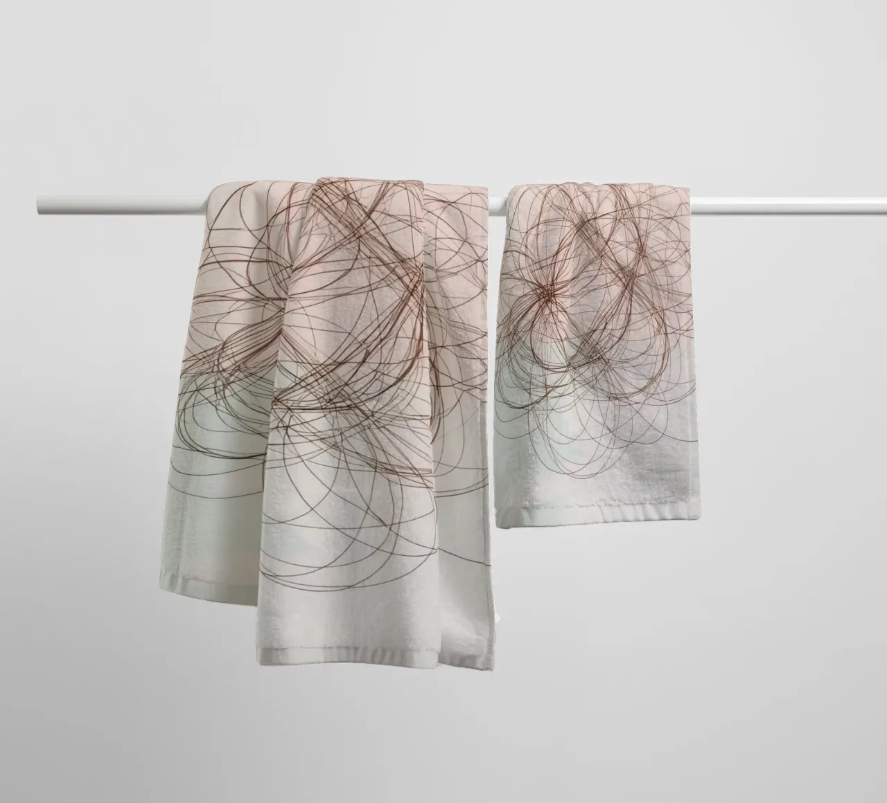Abstract swirl of lines and curves creating a dynamic art towel by DesignDoodle