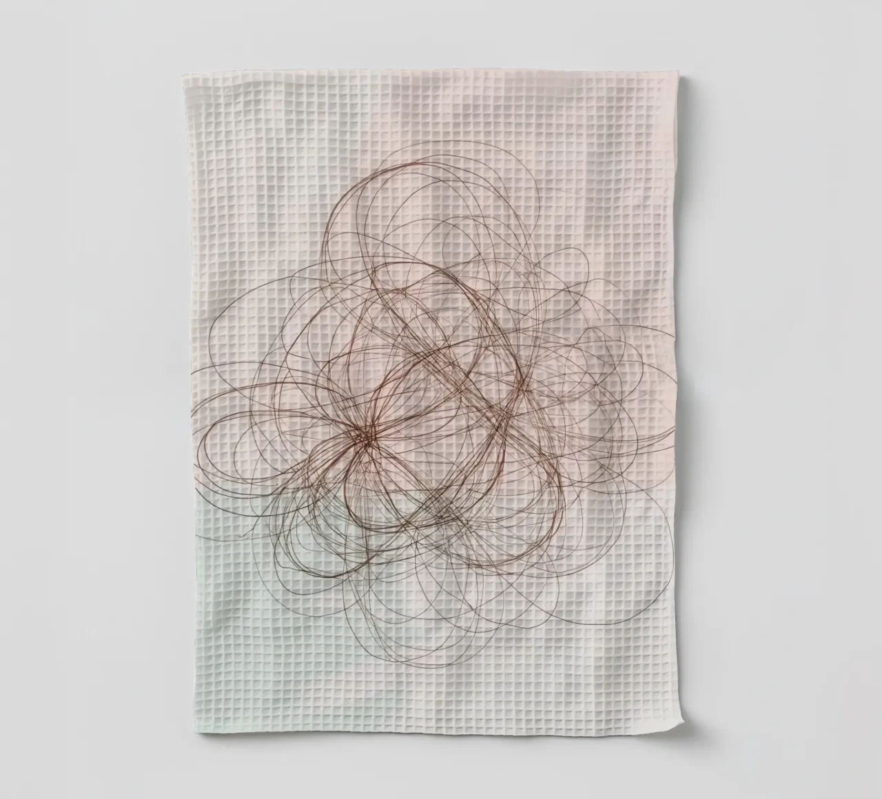 Abstract swirl of lines and curves creating a dynamic art tea towel by DesignDoodle