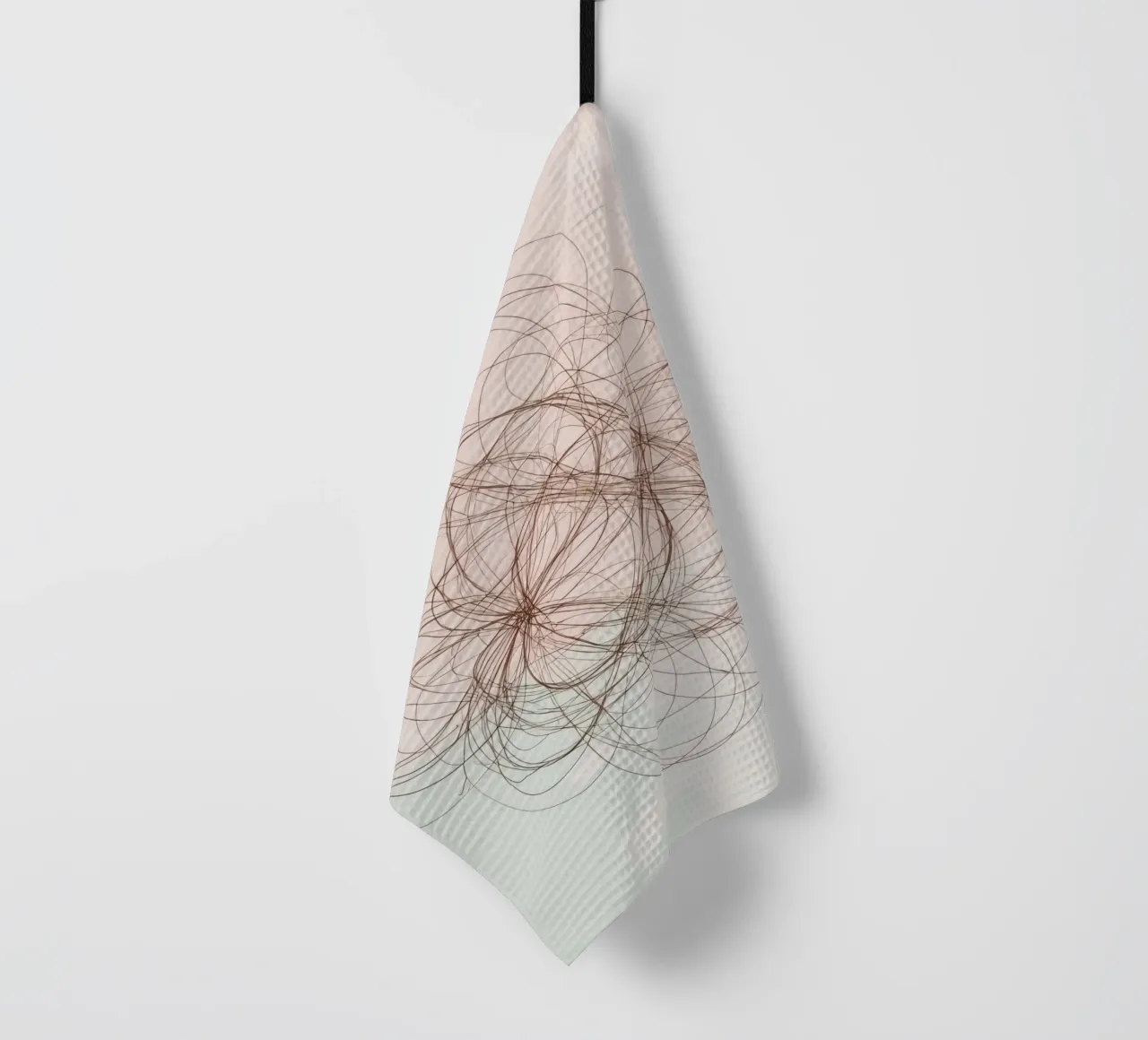 Abstract swirl of lines and curves creating a dynamic art tea towel by DesignDoodle