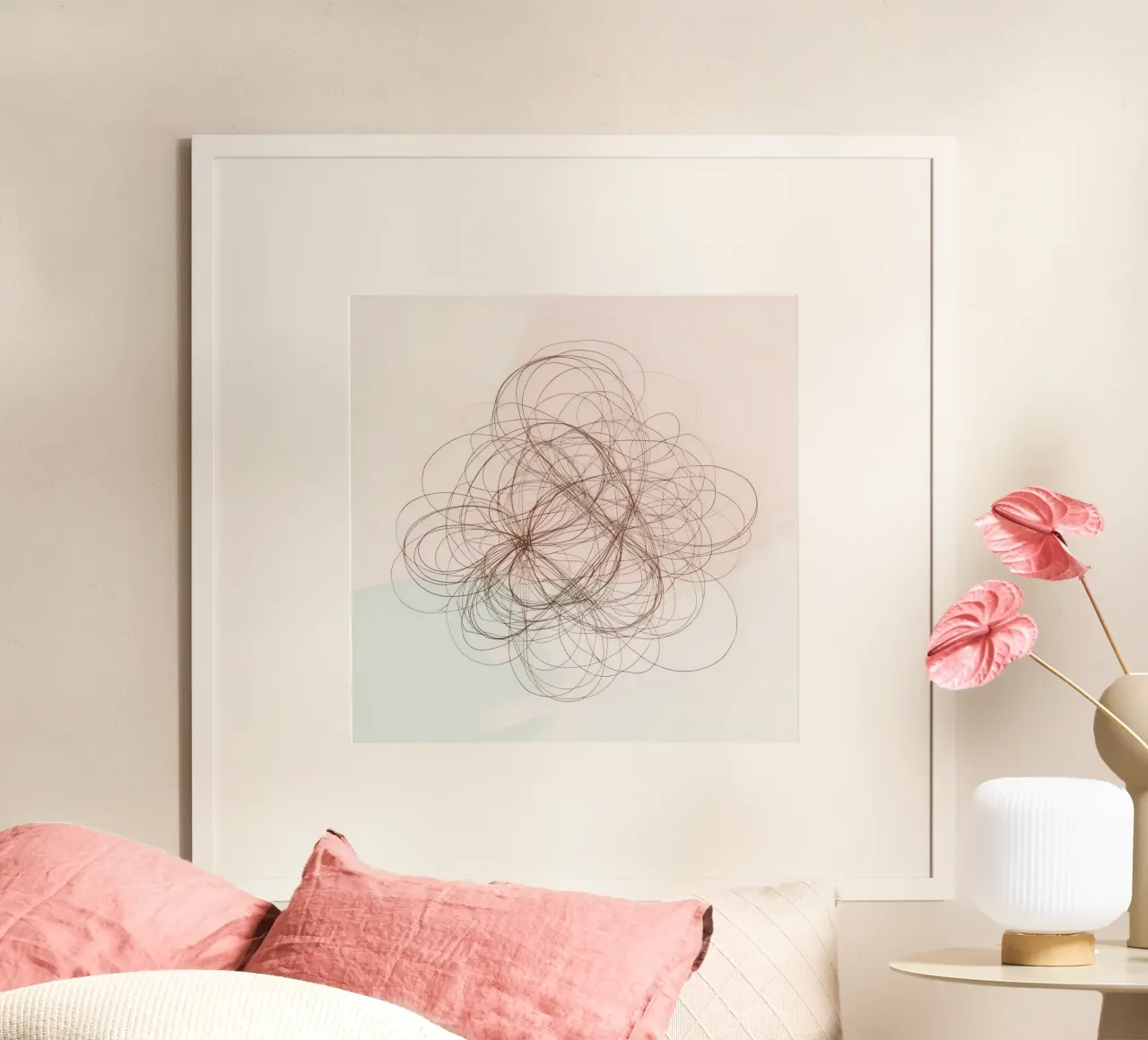 Abstract swirl of lines and curves creating a dynamic art poster by DesignDoodle