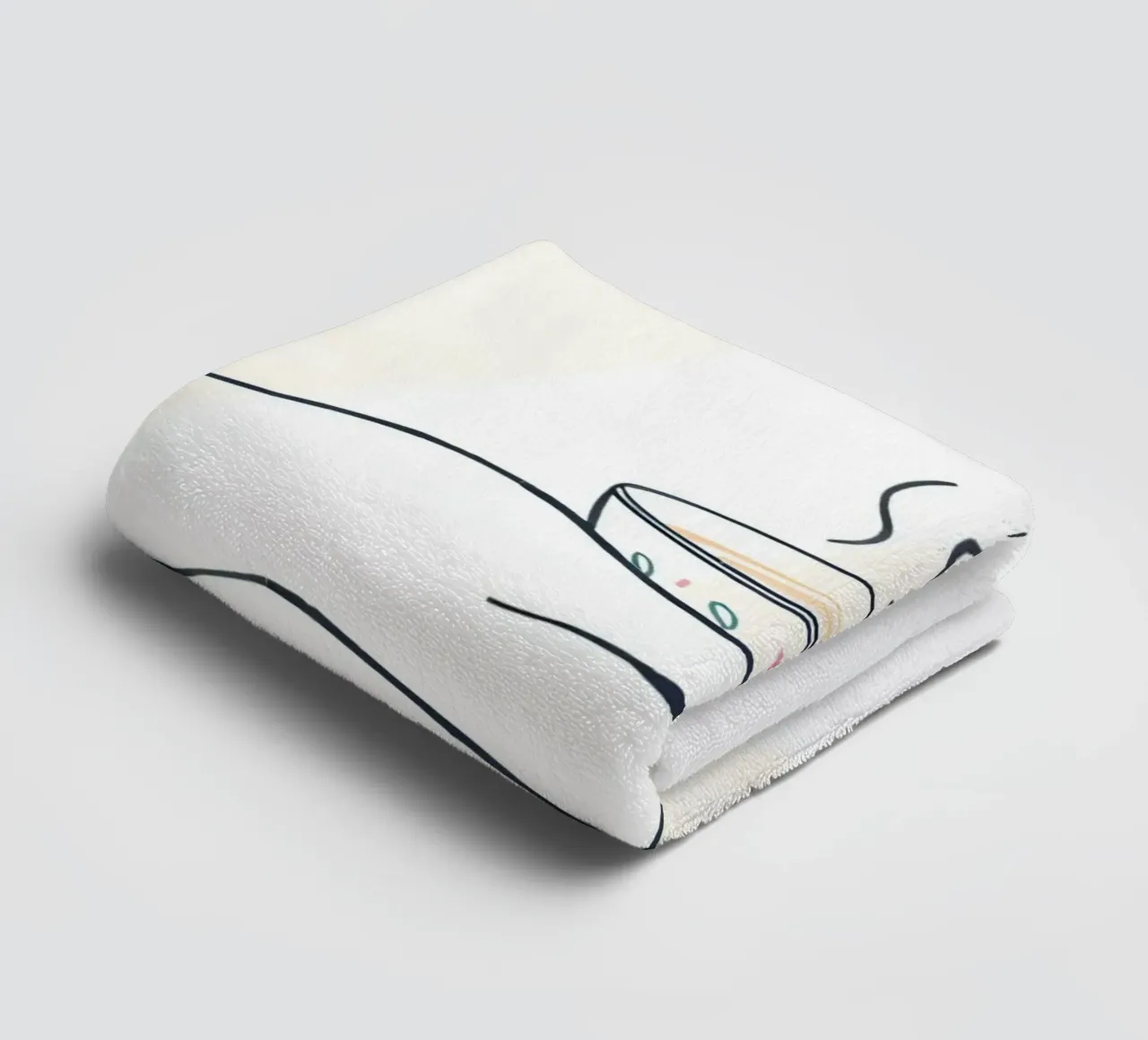 Hand holding a steaming cup of tea against a soft background towel by DesignDoodle