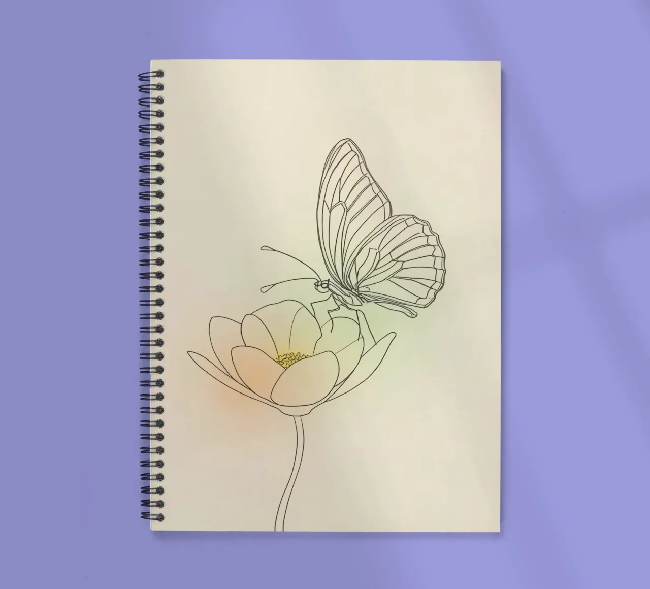 Delicate butterfly perched on a lotus flower pastel art spiral notebook by DesignDoodle