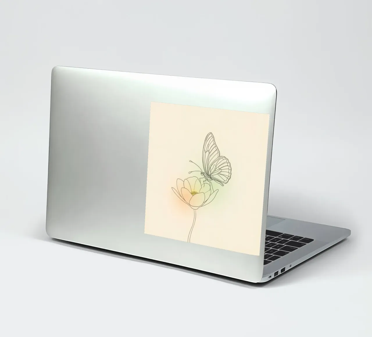Delicate butterfly perched on a lotus flower pastel art sticker by DesignDoodle