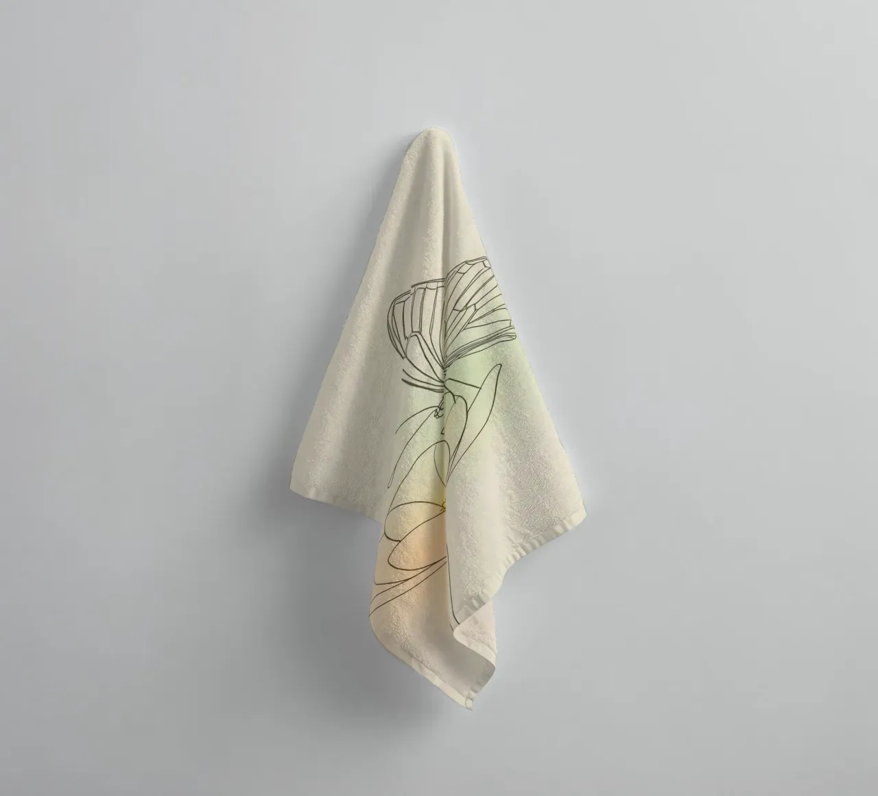 Delicate butterfly perched on a lotus flower pastel art towel by DesignDoodle