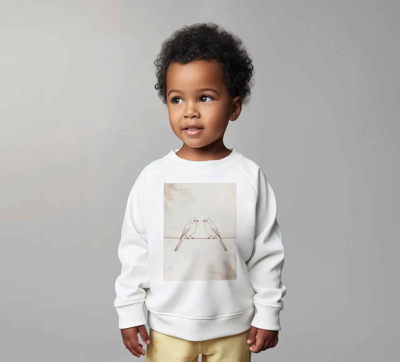 Dos pequeños pájaros posados en un alambre sobre un fondo suave sudadera de bebé de DesignDoodle