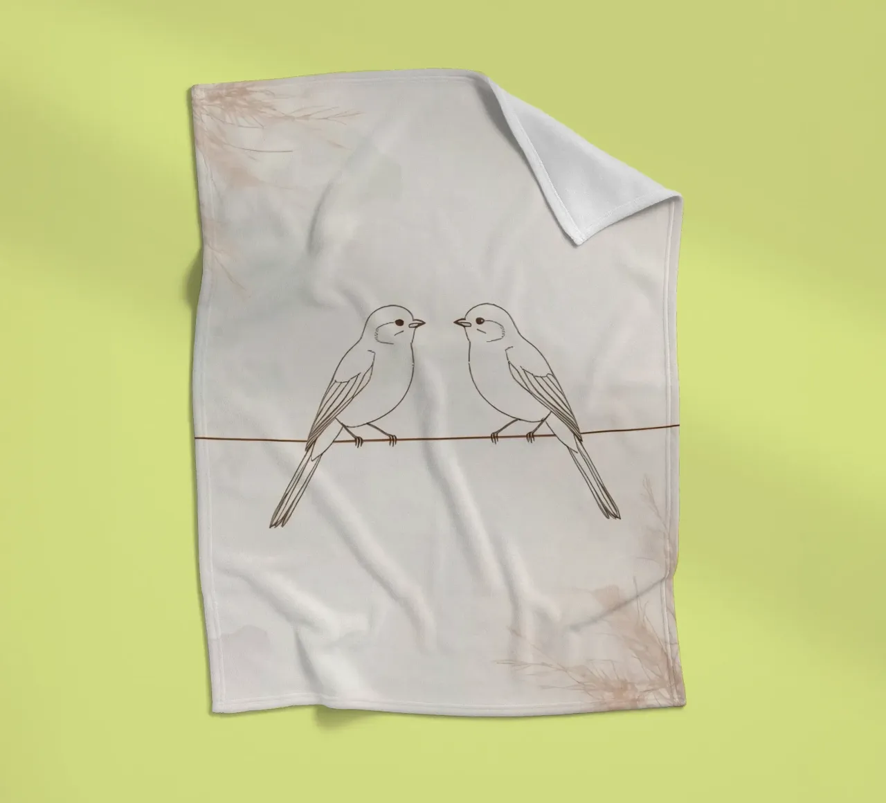 Two small birds perched on a wire against a soft background fleece blanket by DesignDoodle