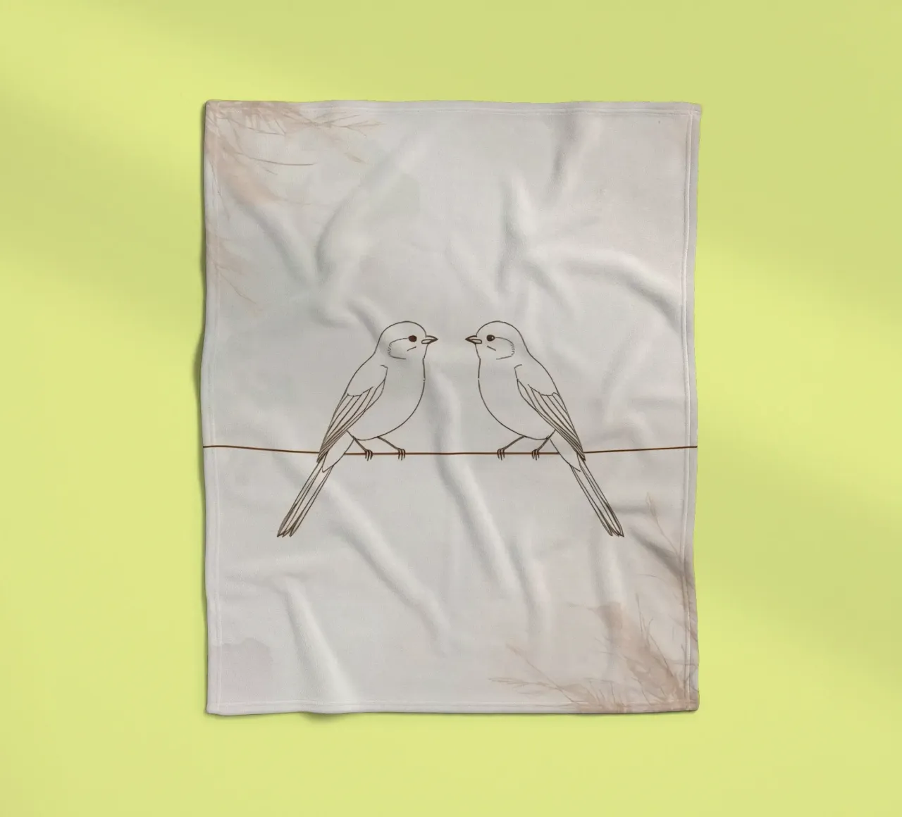 Two small birds perched on a wire against a soft background fleece blanket by DesignDoodle