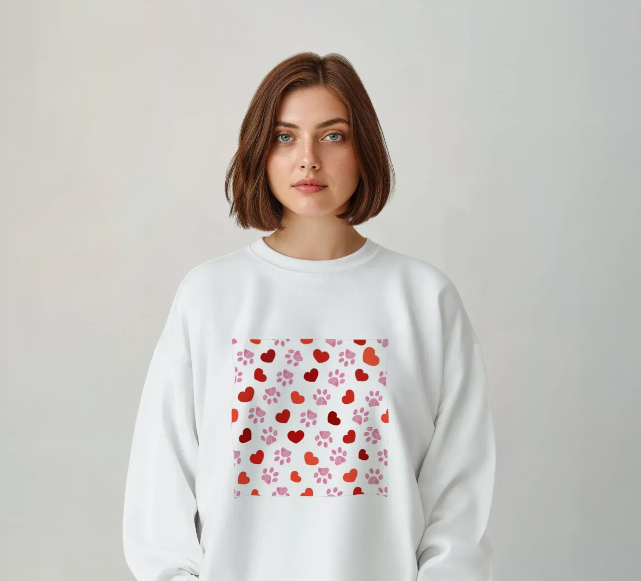 Valentine's Day paw prints pattern sweatshirt by gulsengunel
