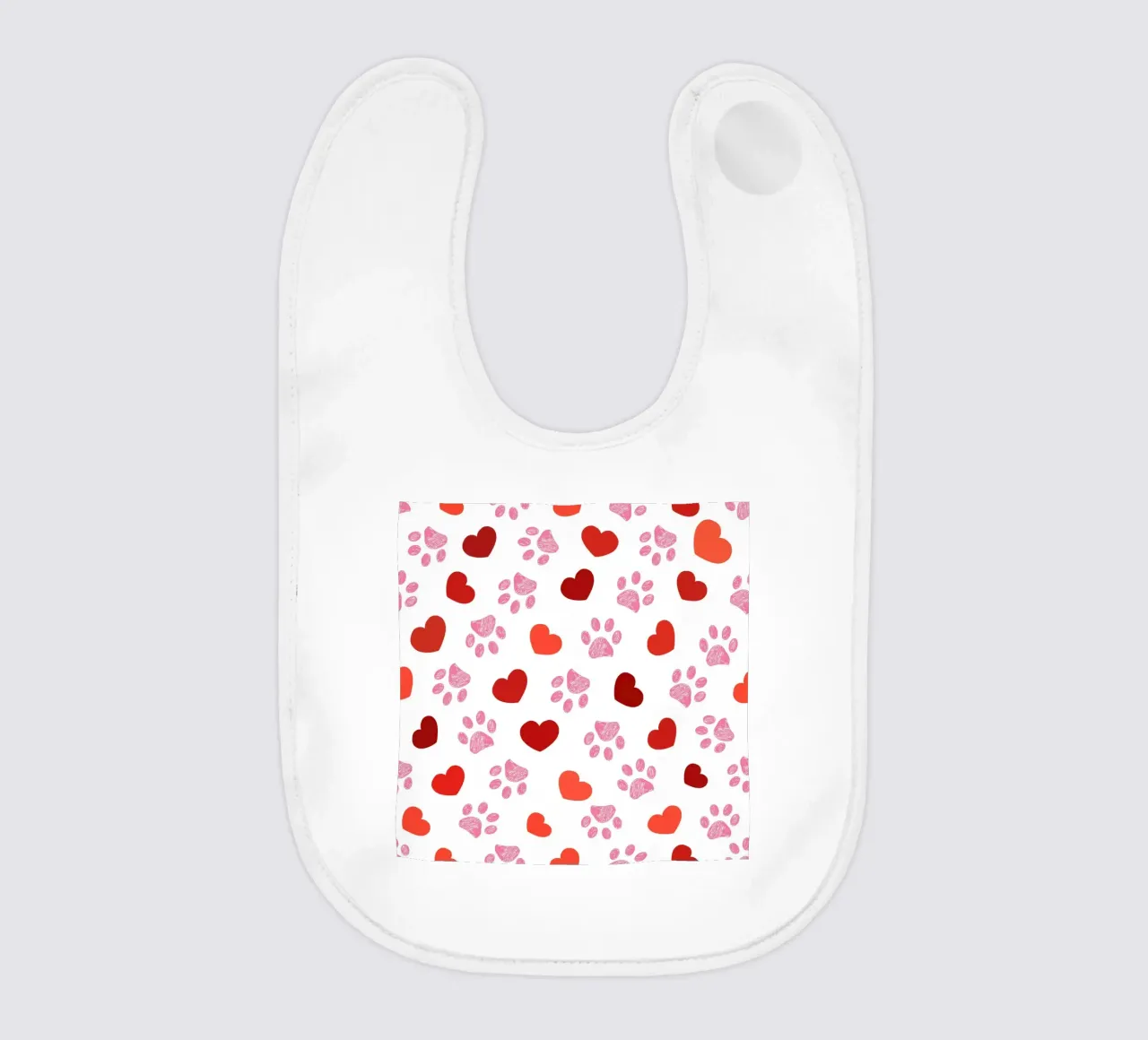 Valentine's Day paw prints pattern baby bib by gulsengunel