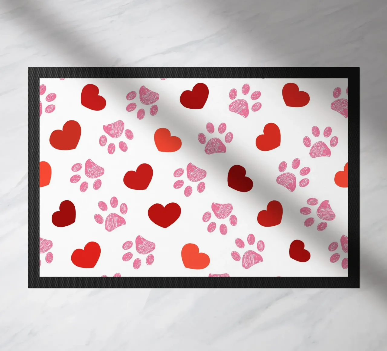 Valentine's Day paw prints pattern doormat by gulsengunel