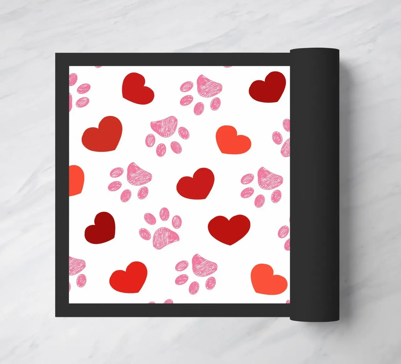 Valentine's Day paw prints pattern doormat by gulsengunel
