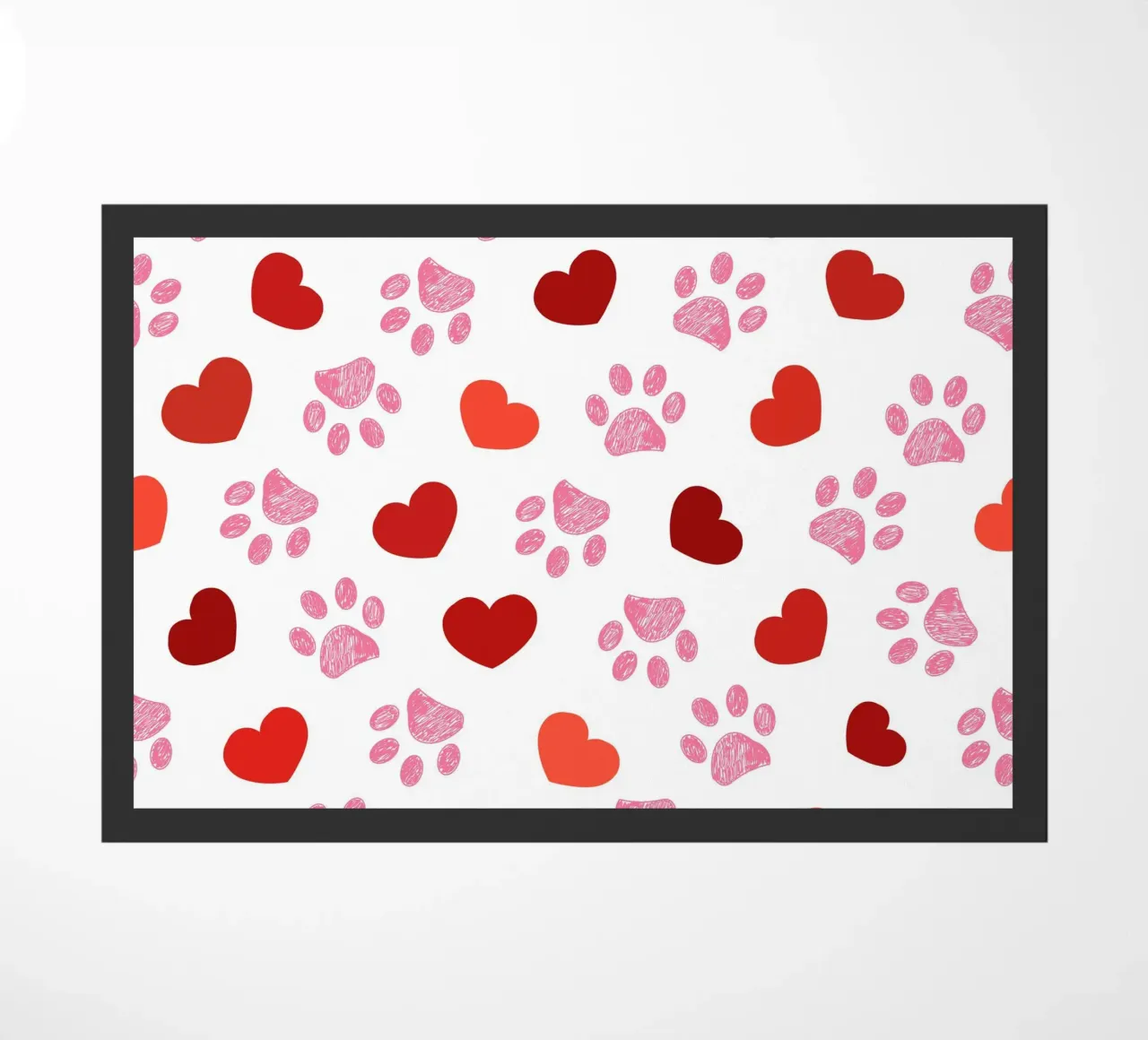 Valentine's Day paw prints pattern doormat by gulsengunel