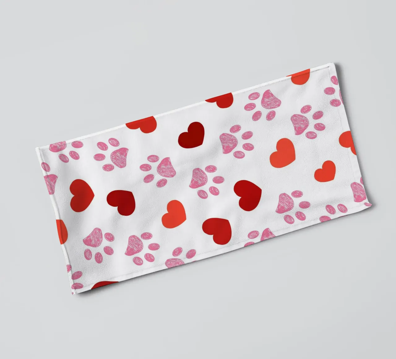 Valentine's Day paw prints pattern towel by gulsengunel