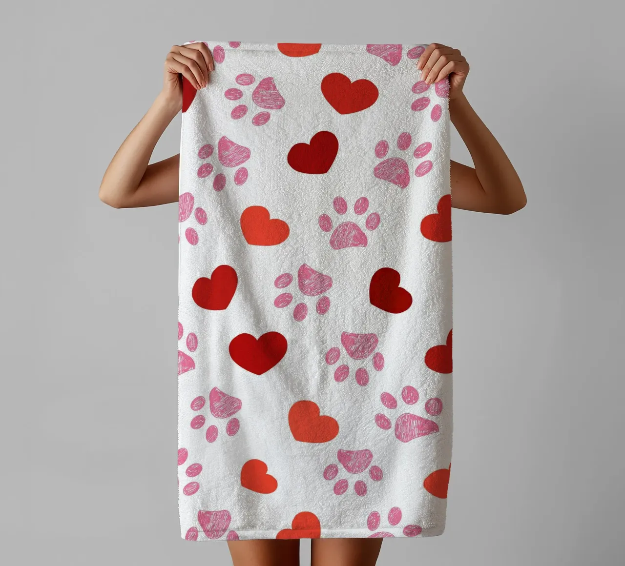 Valentine's Day paw prints pattern towel by gulsengunel