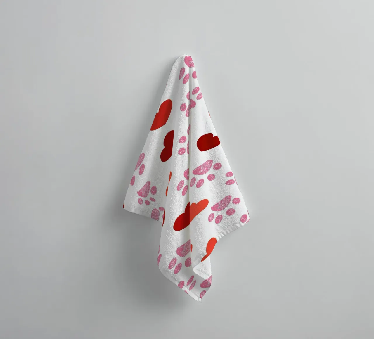 Valentine's Day paw prints pattern towel by gulsengunel