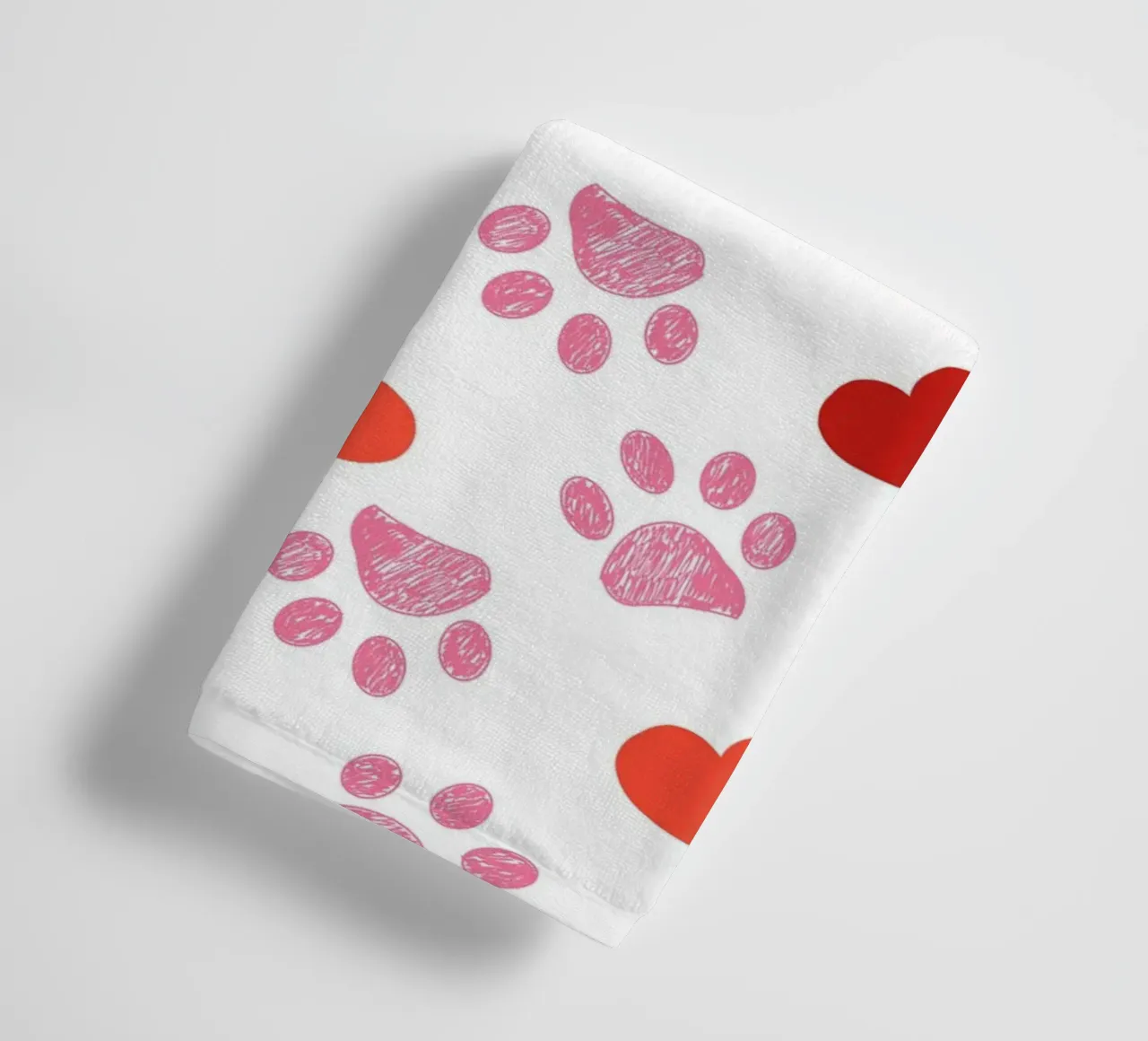 Valentine's Day paw prints pattern towel by gulsengunel