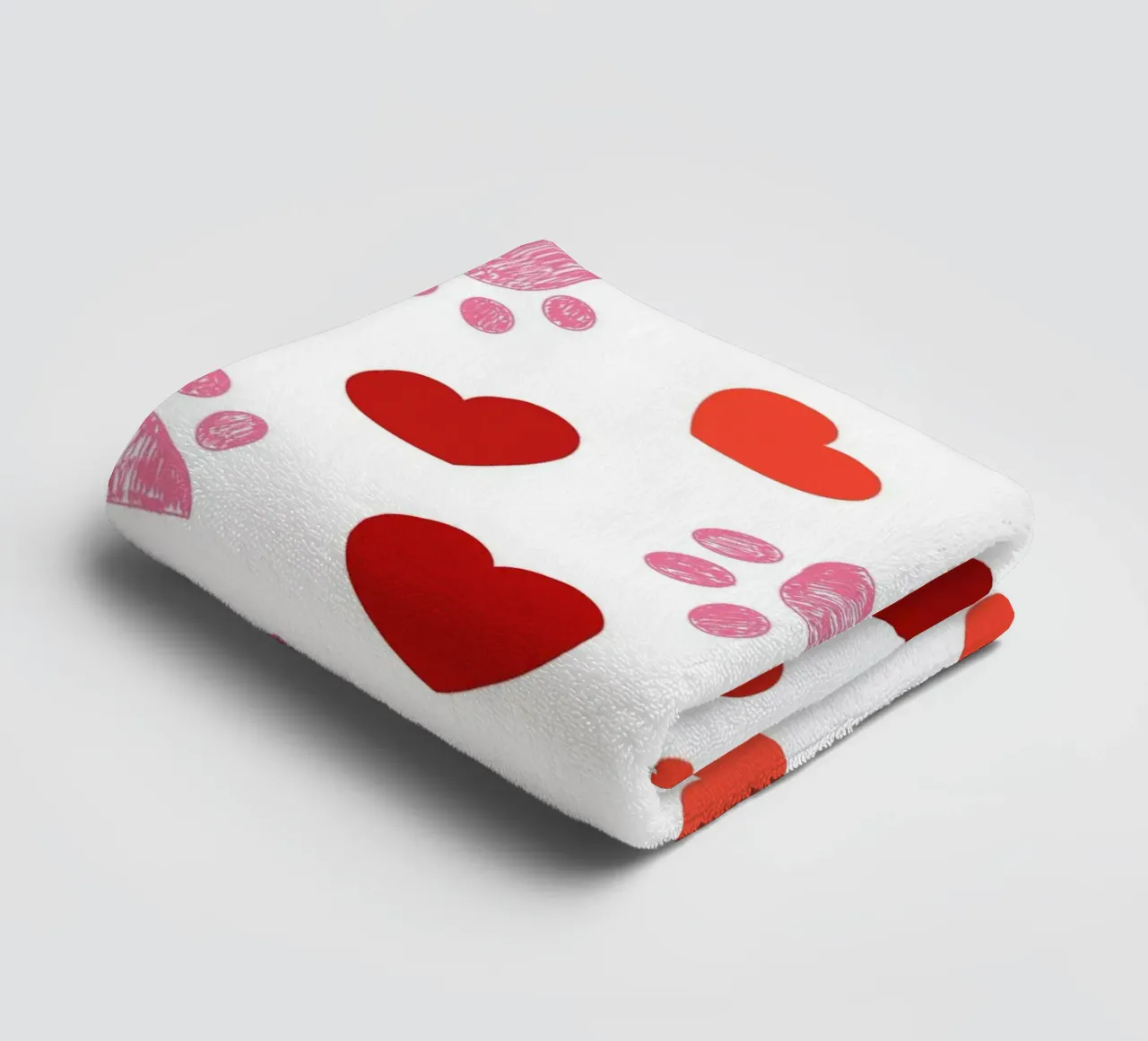 Valentine's Day paw prints pattern towel by gulsengunel