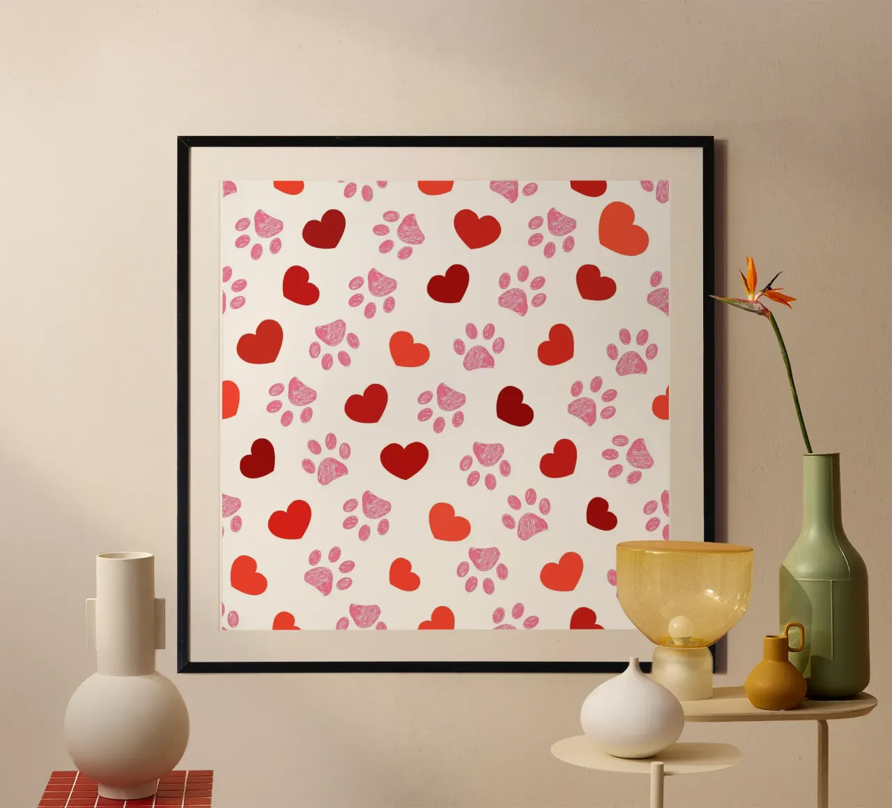 Valentine's Day paw prints pattern hahnemühle by gulsengunel
