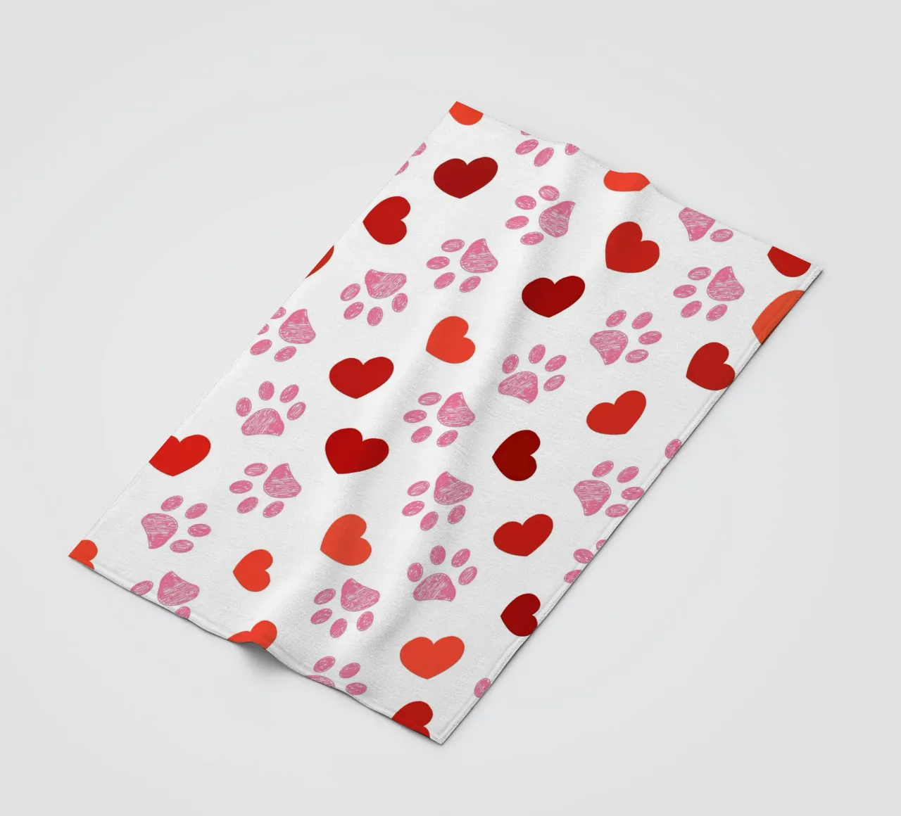 Valentine's Day paw prints pattern fleece blanket by gulsengunel