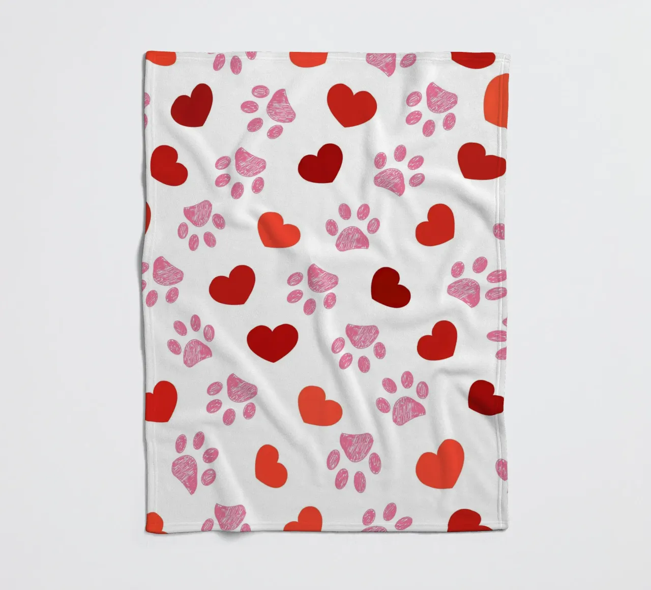 Valentine's Day paw prints pattern fleece blanket by gulsengunel