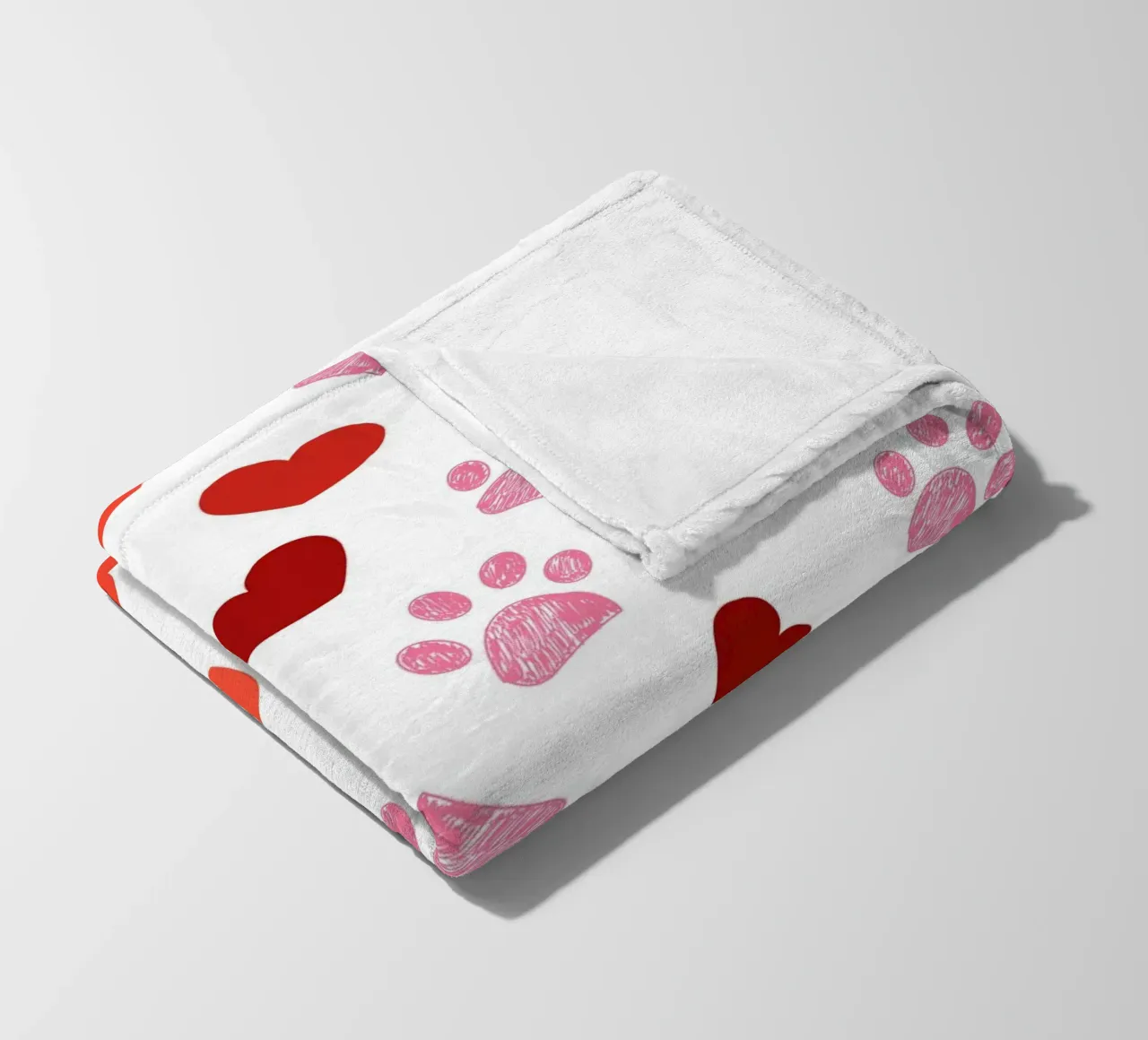 Valentine's Day paw prints pattern fleece blanket by gulsengunel