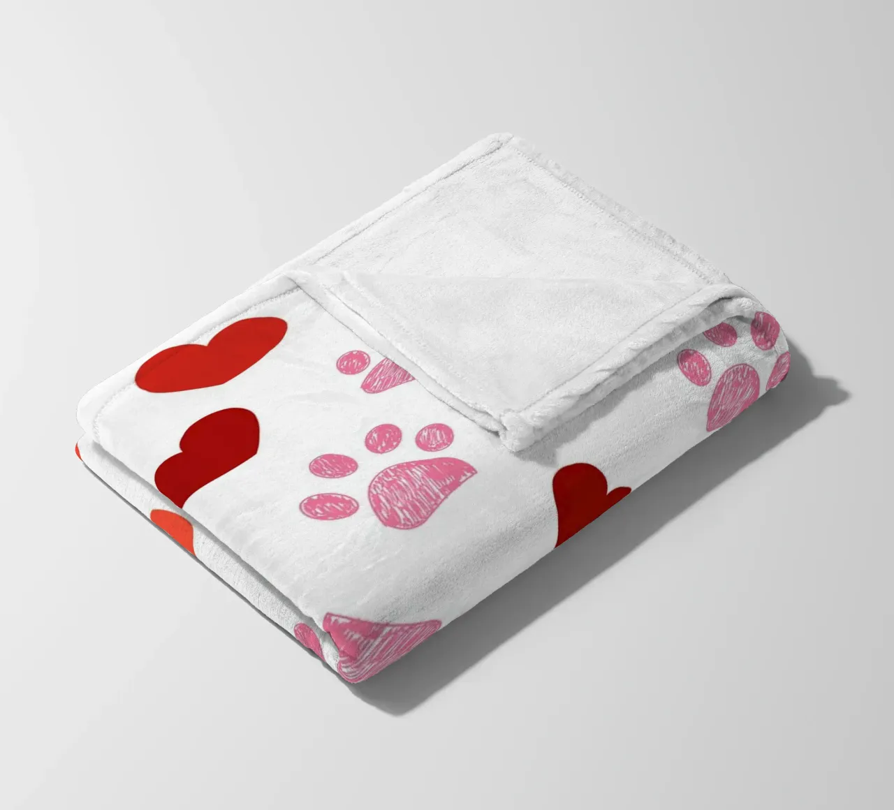 Valentine's Day paw prints pattern fleece blanket by gulsengunel