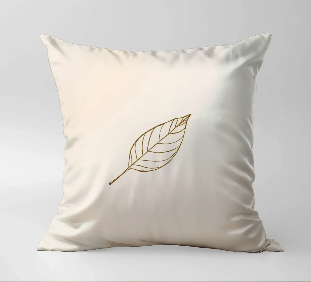 Leaf illustration on a neutral background decorative cushion by DesignDoodle