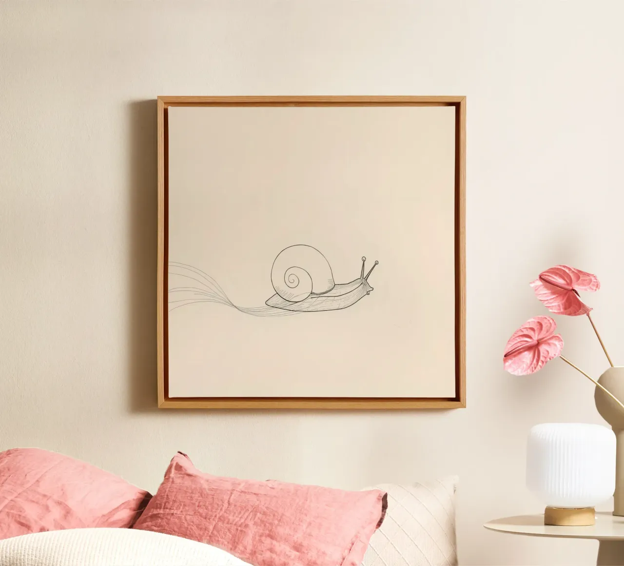 Snail glides gracefully across a smooth surface canvas by DesignDoodle