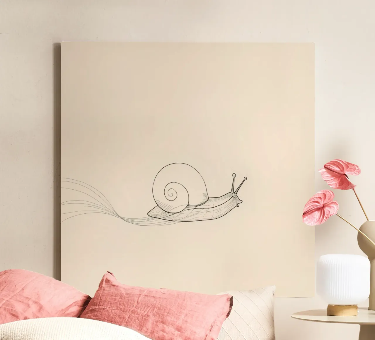 Snail glides gracefully across a smooth surface canvas by DesignDoodle