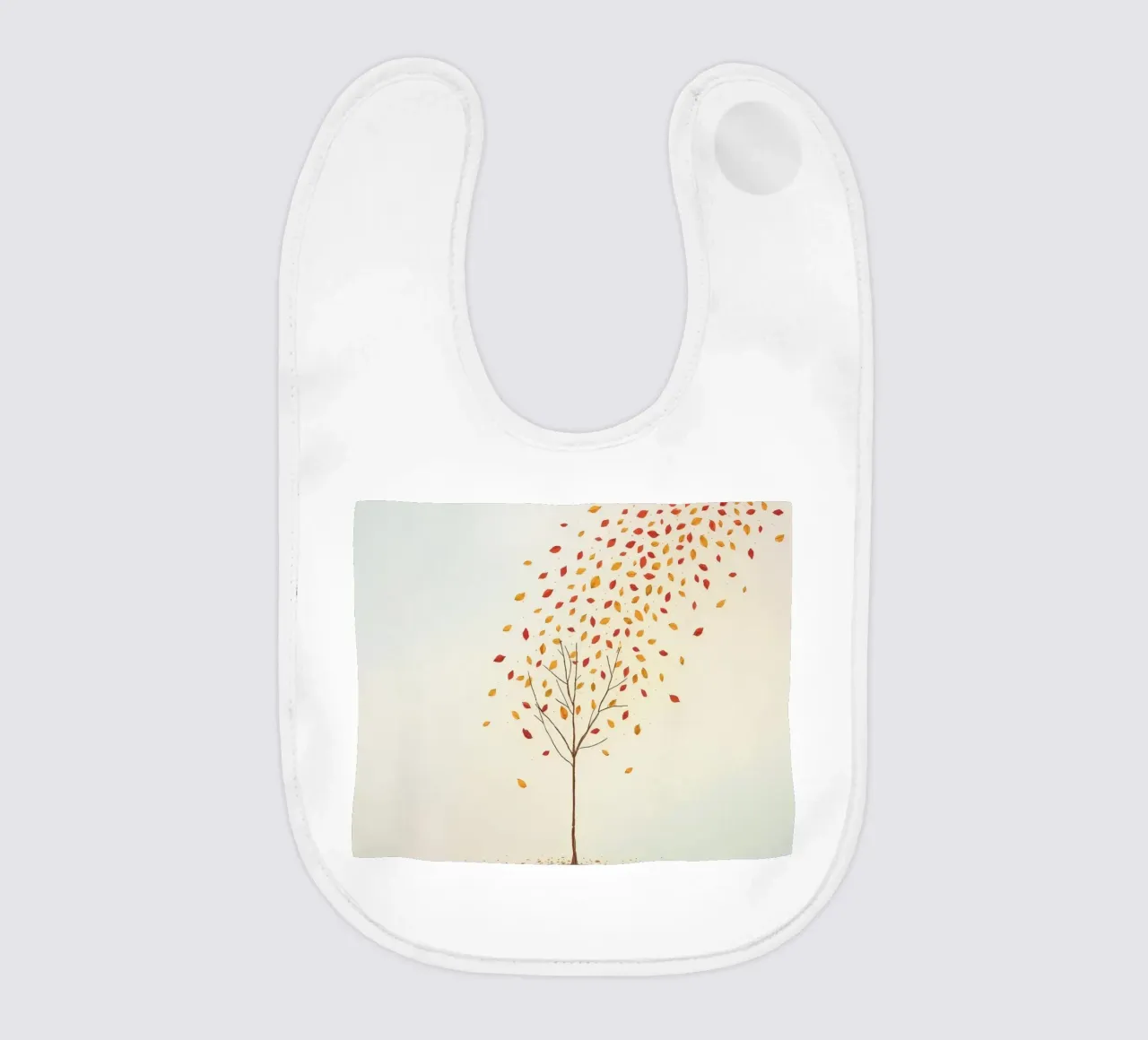 Albero che perde le foglie in autunno, raffigurante il cambiamento stagionale bavaglino da DesignDoodle