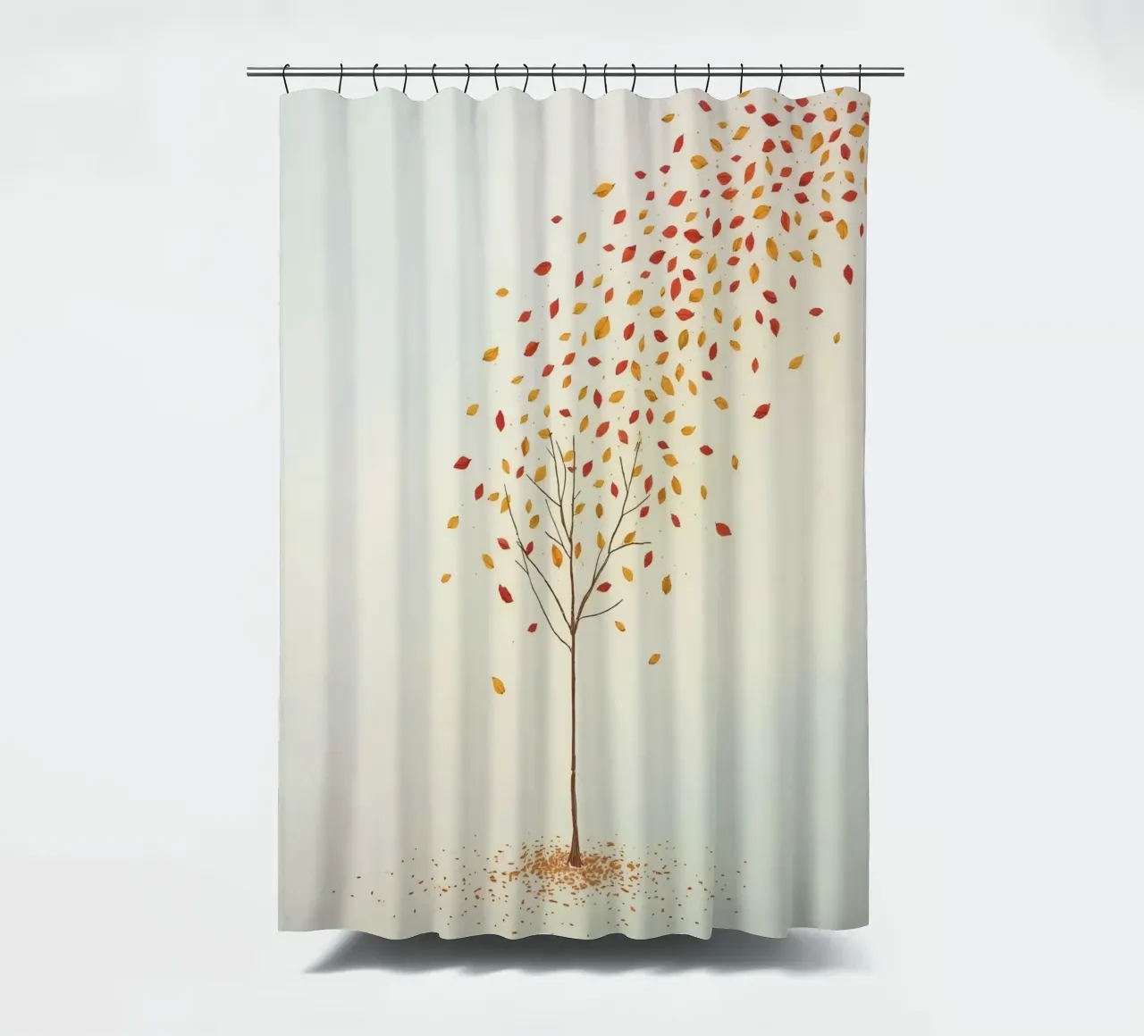 Tree shedding leaves in autumn depicting the seasonal change shower curtain by DesignDoodle
