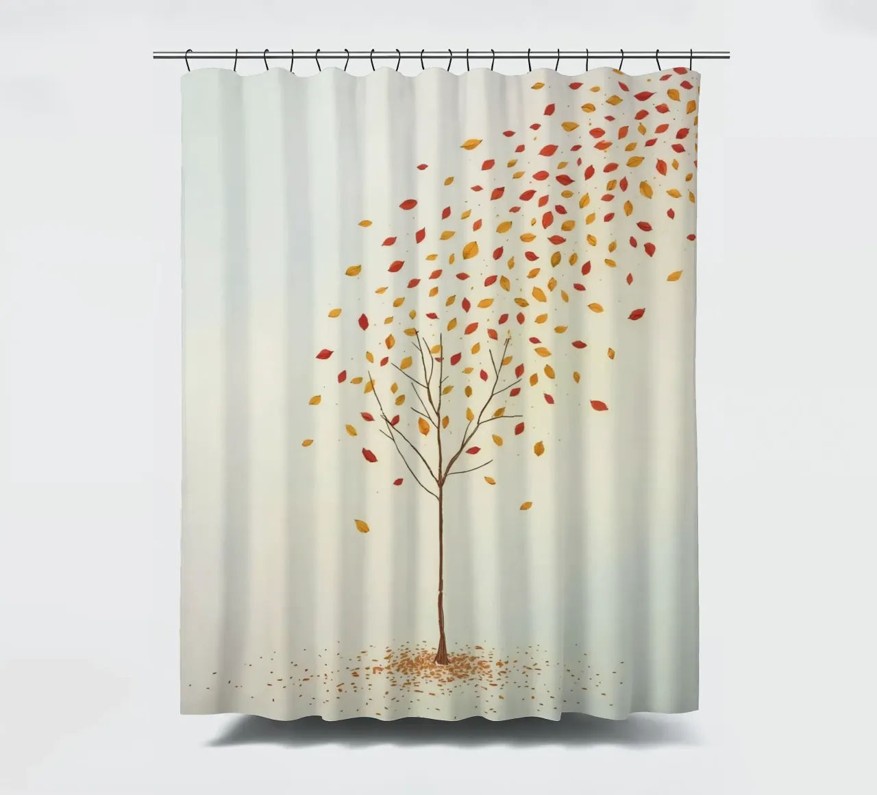 Tree shedding leaves in autumn depicting the seasonal change shower curtain by DesignDoodle