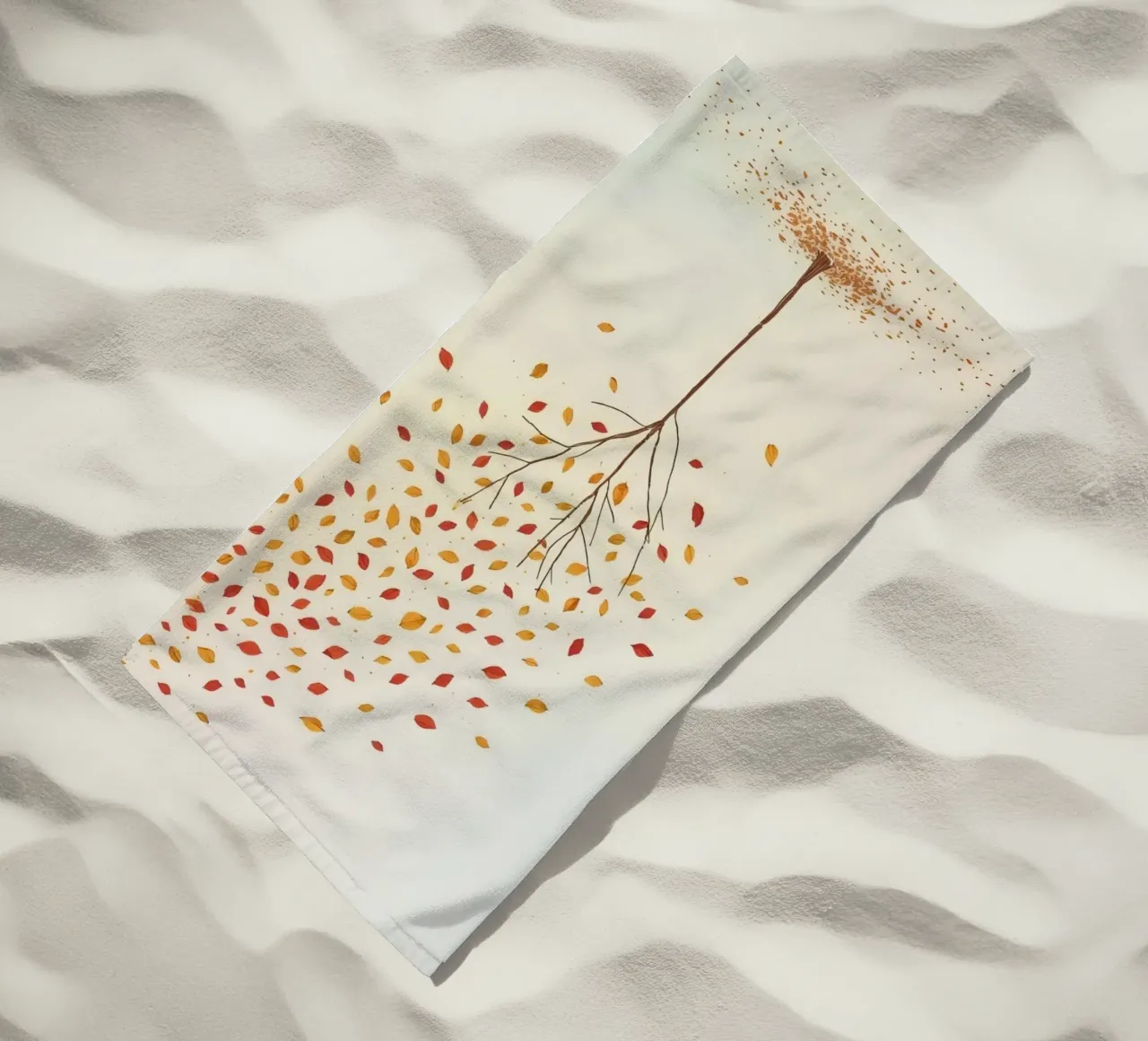 Tree shedding leaves in autumn depicting the seasonal change beach towel by DesignDoodle