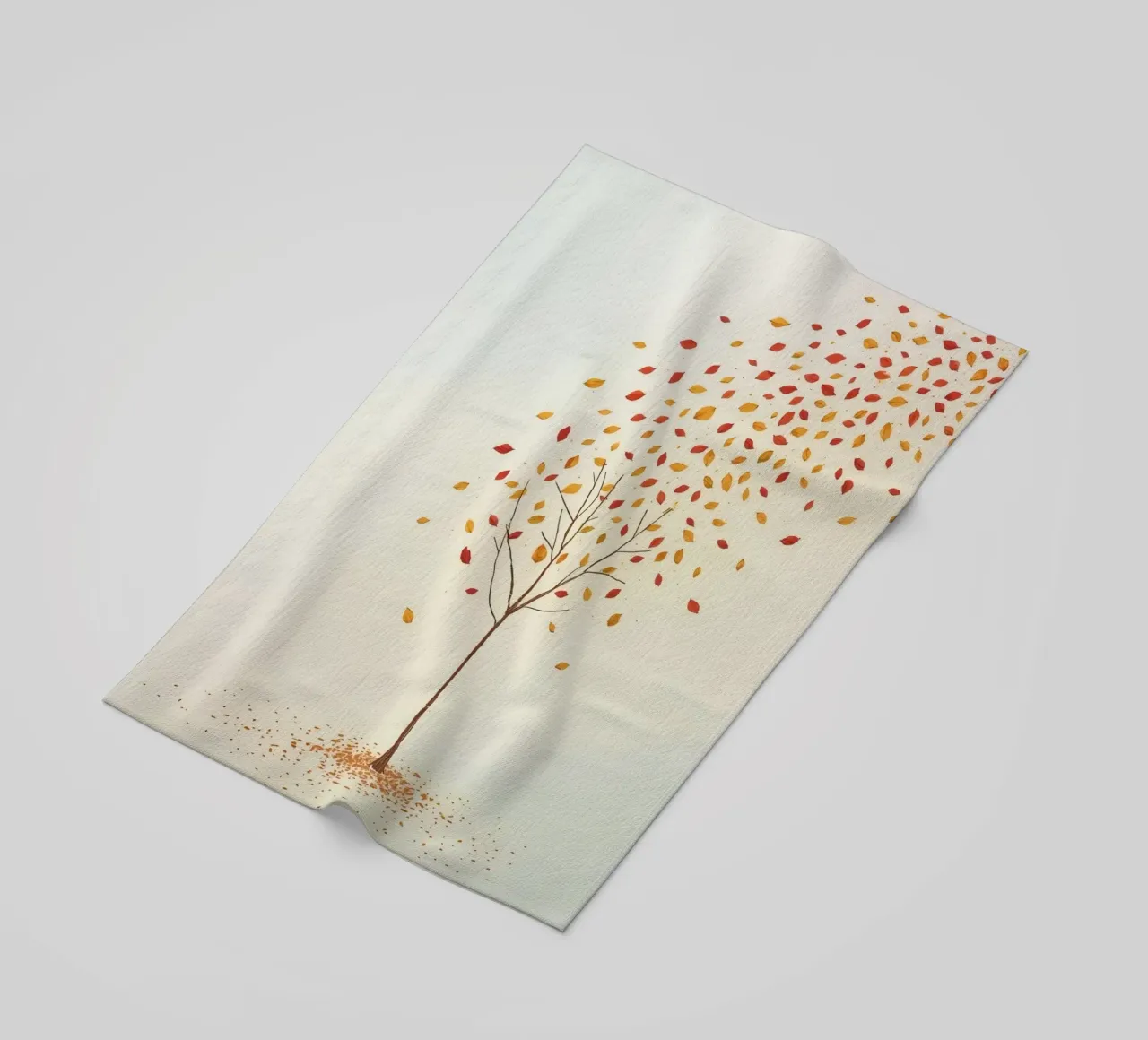 Tree shedding leaves in autumn depicting the seasonal change beach towel by DesignDoodle