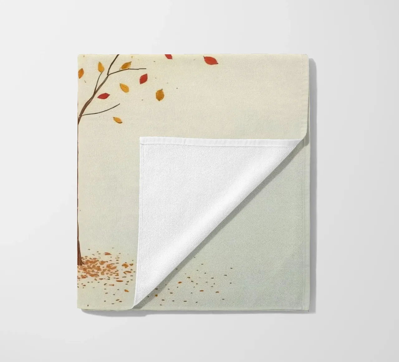 Tree shedding leaves in autumn depicting the seasonal change beach towel by DesignDoodle