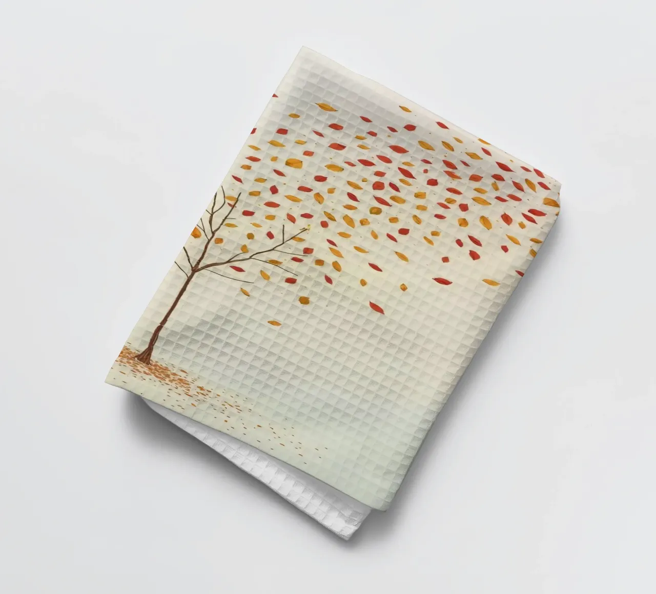 Tree shedding leaves in autumn depicting the seasonal change tea towel by DesignDoodle