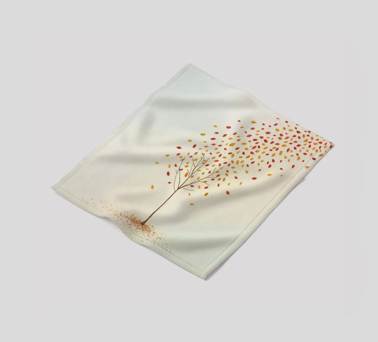 Tree shedding leaves in autumn depicting the seasonal change fleece blanket by DesignDoodle