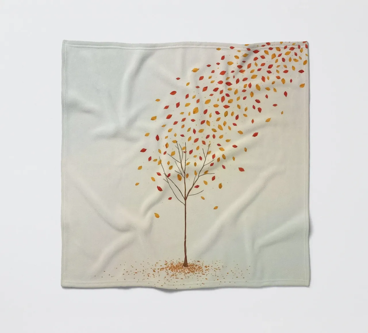 Tree shedding leaves in autumn depicting the seasonal change fleece blanket by DesignDoodle