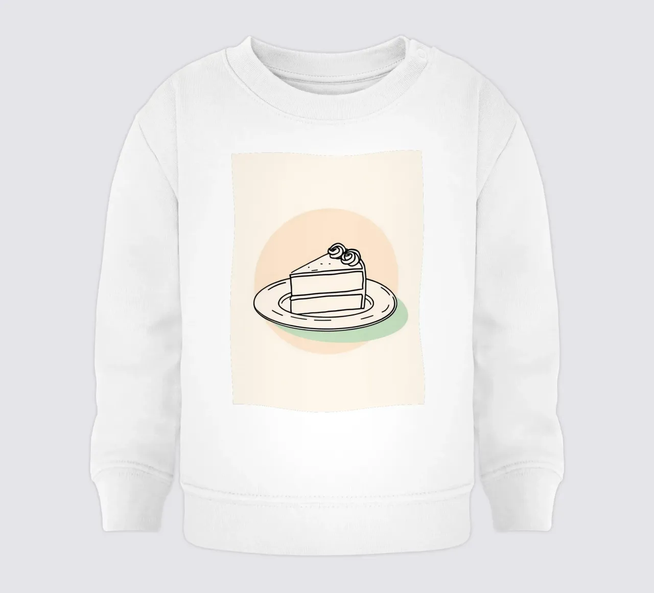 Deliziosa fetta di torta su un piatto con crema decorativa felpa neonato da DesignDoodle