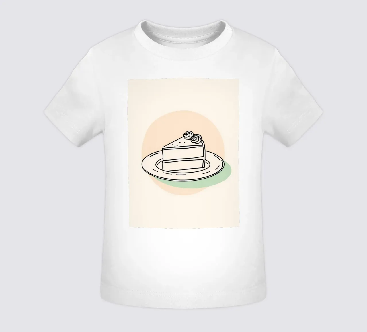 Delicious slice of cake on a plate with decorative cream baby t-shirt by DesignDoodle