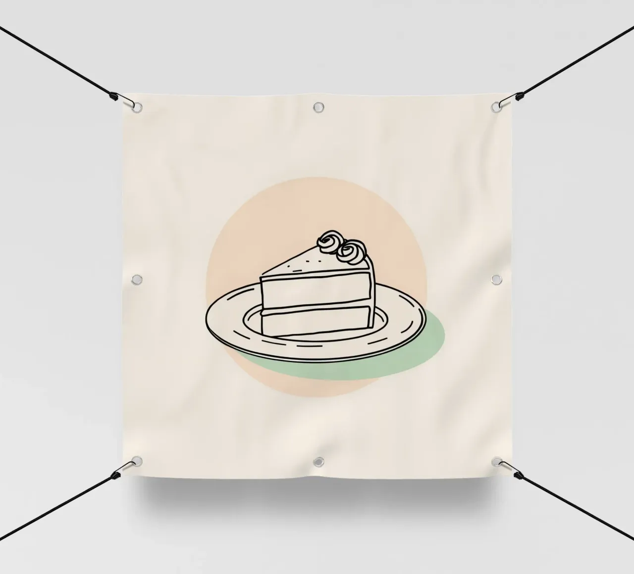 Deliziosa fetta di torta su un piatto con crema decorativa telo in pvc da DesignDoodle