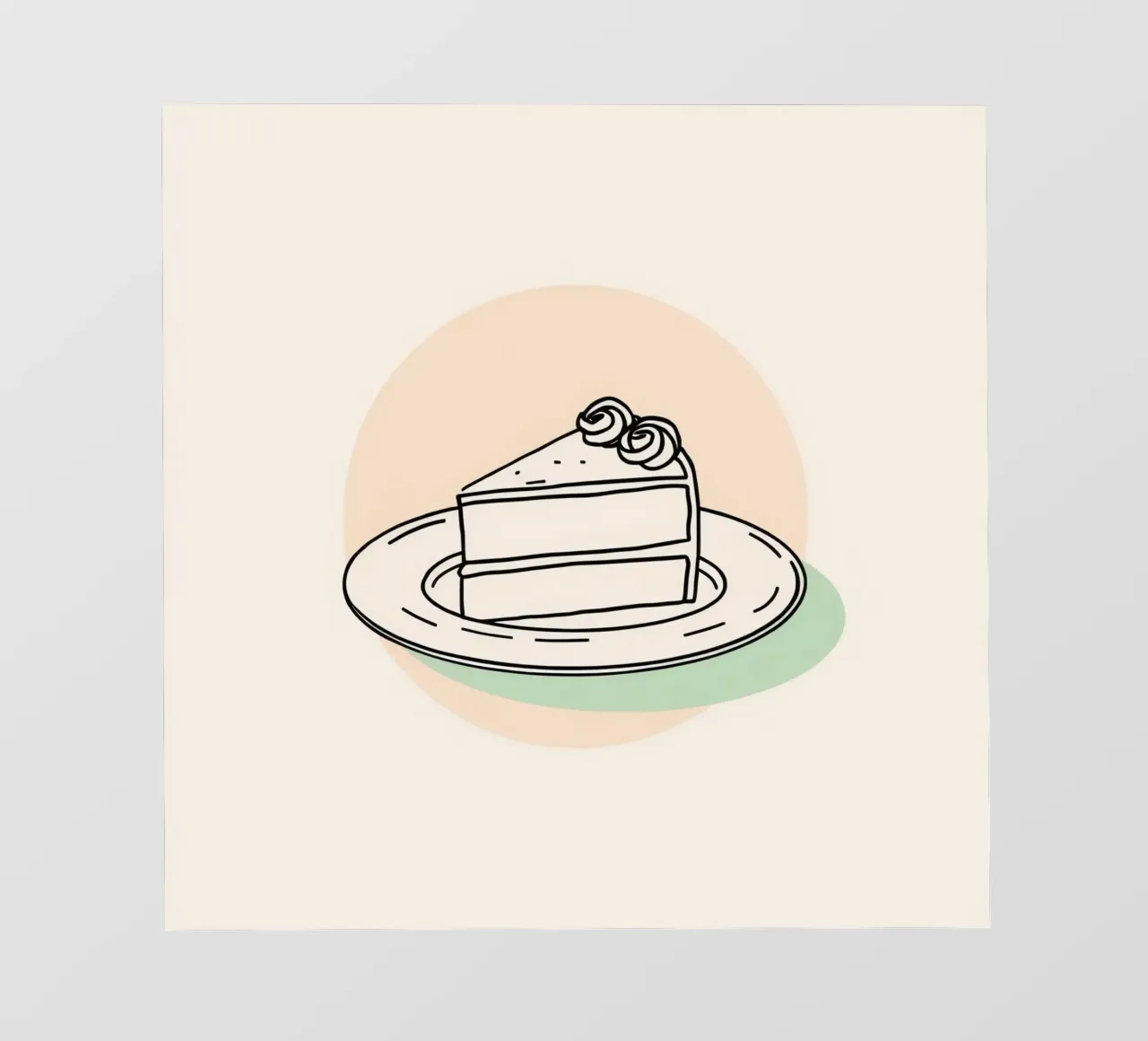 Deliziosa fetta di torta su un piatto con crema decorativa telo in pvc da DesignDoodle
