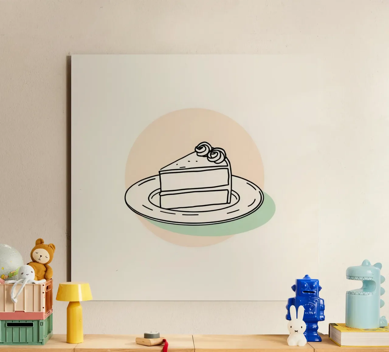 Deliziosa fetta di torta su un piatto con crema decorativa alluminio dibond da DesignDoodle