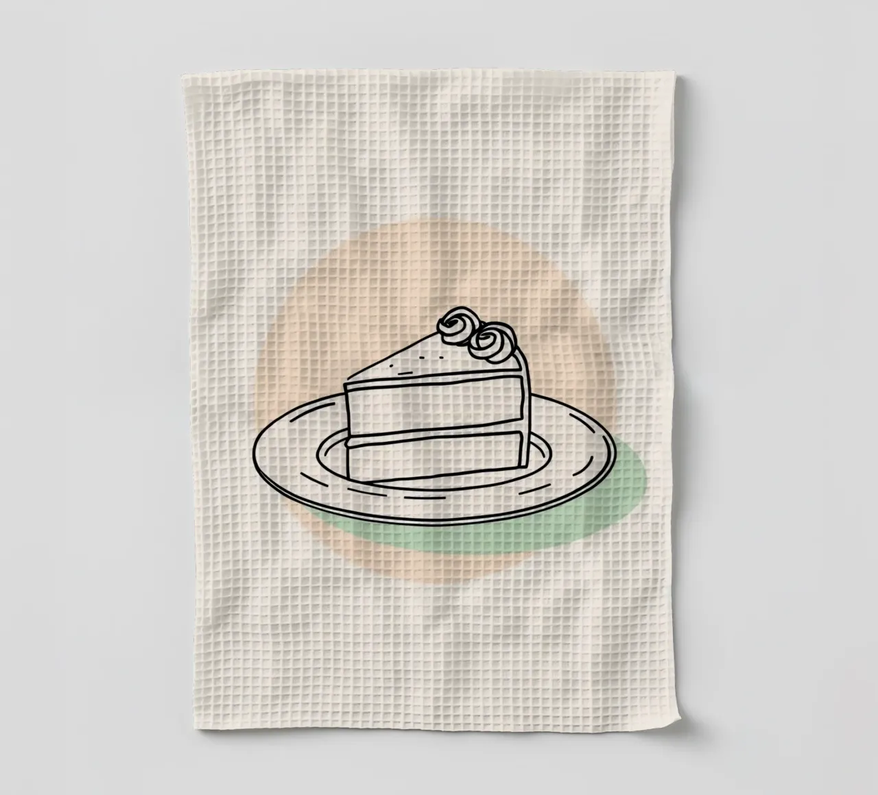 Deliziosa fetta di torta su un piatto con crema decorativa canovaccio da cucina da DesignDoodle